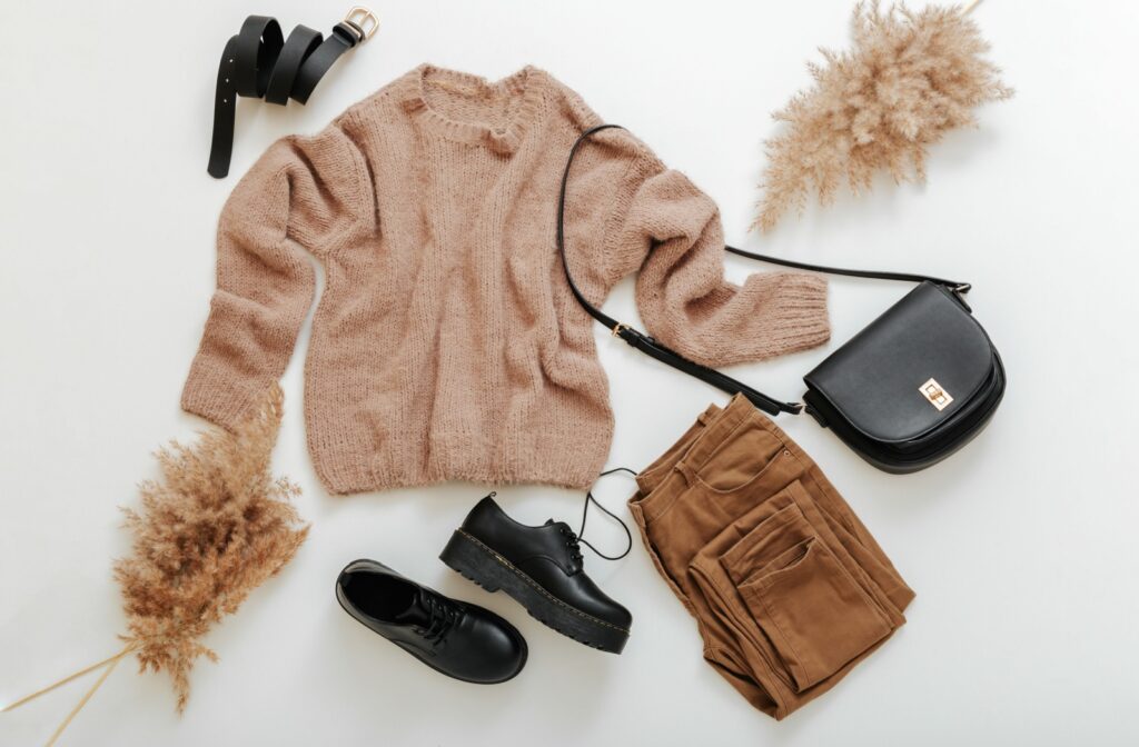 Flat lay of a professional and stylish fall outfit